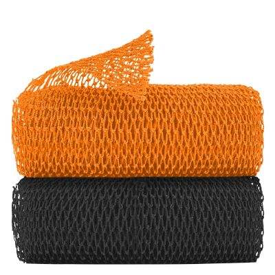 2 Pieces Authentic African Net Sponge, Long Nylon Exfoliating Net Sponge Back Body Washcloth for Deep Clean and Smooth Skin, African Net Bath Sponge Stretch Length to 63 inches (Black, Orange)