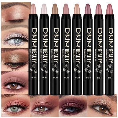 evpct 8Pcs Cream Eye Shadow Brightener Sticks Makeup Sets, Champagne Pearl Bronze Putty Sand Orchid Rose Gold Shimmer Matte Eyeshadow Eyeliner Pencil Applicator Stick Palette Makeup for Older Women 08