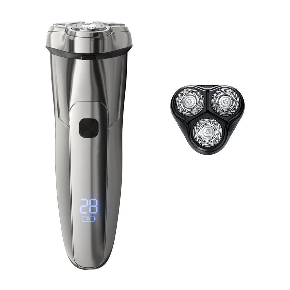 BJFSEAFN Electric Shaver Shaving Machine 3D Floating Triple Blade Razor Men IPX7 Waterproof Rechargeable Washable Beard Trimmer(Steel 3s 1 Head)
