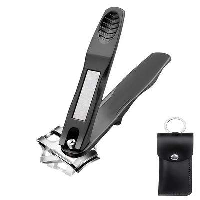 360 Degree Rotating Long Handle Fingernail Clipper (Black)