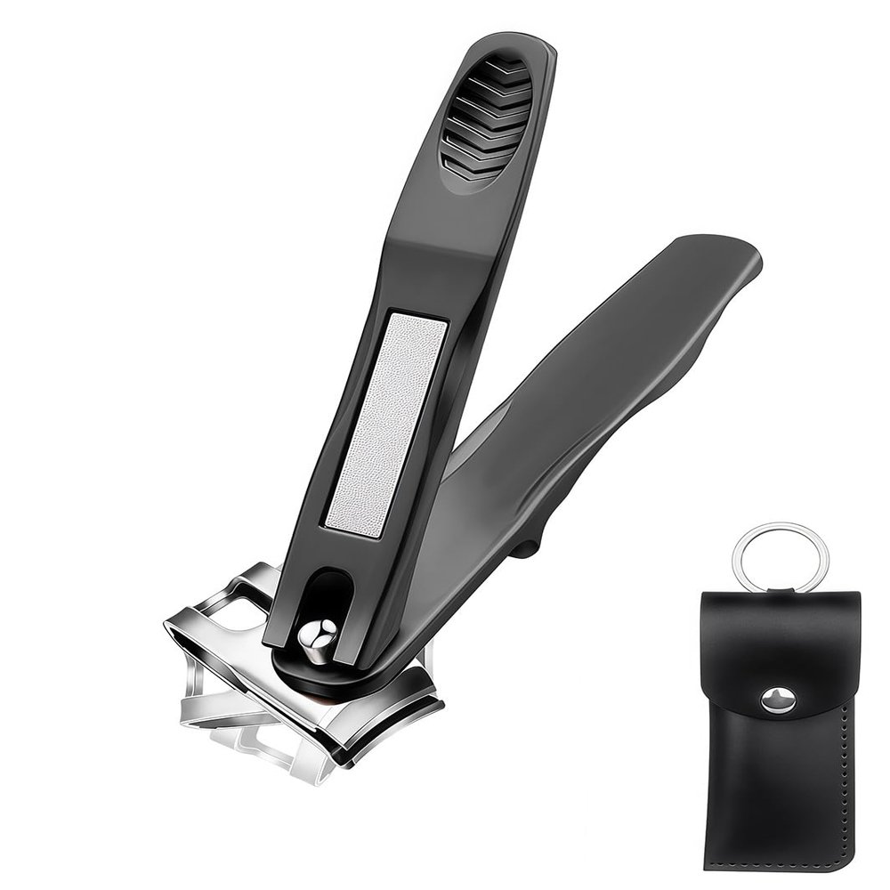 360 Degree Rotating Long Handle Fingernail Clipper (Black)