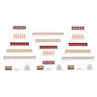 ATOLOMOTOR Wall-Mounted Nail Polish Racks,5 Tiers Metal Badminton-Shaped Cosmetic Display Rack,Essential Oil Wall Organizer Shelf for Home Spa Nail Salon Shop (White)