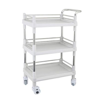AKALNNB Movable Trolleys,Large 3 Shelf Beauty Trolley Spa Storage Cart on Wheels, Heavy Duty Rolling Trolley, Stainless Steel & Abs Plastic/with Drawer/L (Without Drawer M)