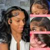13x4 Body Wave Lace Frontal Wig Human Hair Short Bob Wig For Black Women HD Transparent Lace Front Wig Brazilian Virgin Hair Pre Plucked With Baby Hair Naturak Color 150% Density 12Inch view 2