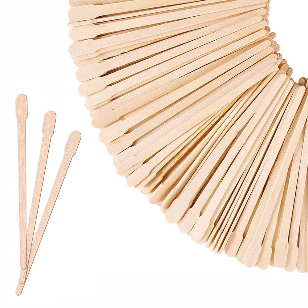 BUCICE Wooden Wax Sticks for Hair Removal, 100Pcs Small Waxing Applicator Sticks Wood Craft Sticks, Eyebrow, Body, Lip, Nose Wax Applicators