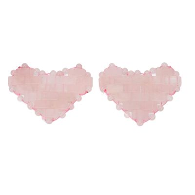 2Pcs Jadestone Eye Pad, Heart Shaped Facial Massage with Wrinkles Puffiness Removal Reusable for Relaxation Reduce Dark Circles Stress Skin Care Rose Quartz