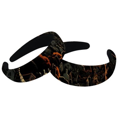 RODAILYCAY 2 Packs Padded Headbands, Halloween Cemetery-420 Fashion Thick Wide Hair Band Hoops, Headbands for Women Girls, Velvet Hair Hoops, Hair Accessories