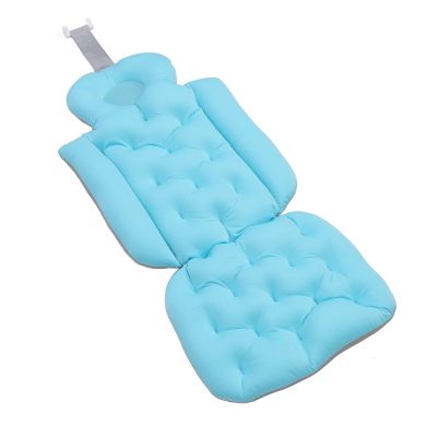 Depisuta Full Body Bath Pillow for Bathtub, Luxury Tub Pillow for Bath for Headrest Neck and Back Support, Bathtub Cushion with Powerful Non Slip Suction Cups, Soft Comfortable Bath Cushion (Blue)