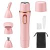 4 in 1 Women Electric Shavers, Hair Trimmer for Pubic, Legs, Arm, Underarm, Bikini, Face Shaver for Women, Rechargeable Hair Removal Epliators, Birthday, Christmas, Gifts (Pink) view 1