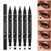 5Pcs Double-headed Liquid Eyeliner Stamp Pencil Set, Winged Eye-liner Pen, Long-lasting Black Tattoo Eye-liner delineador de ojos (Heart/Flower/Star/Butterfly/Cone) Shape Eye Liner Pencil for Women view 1