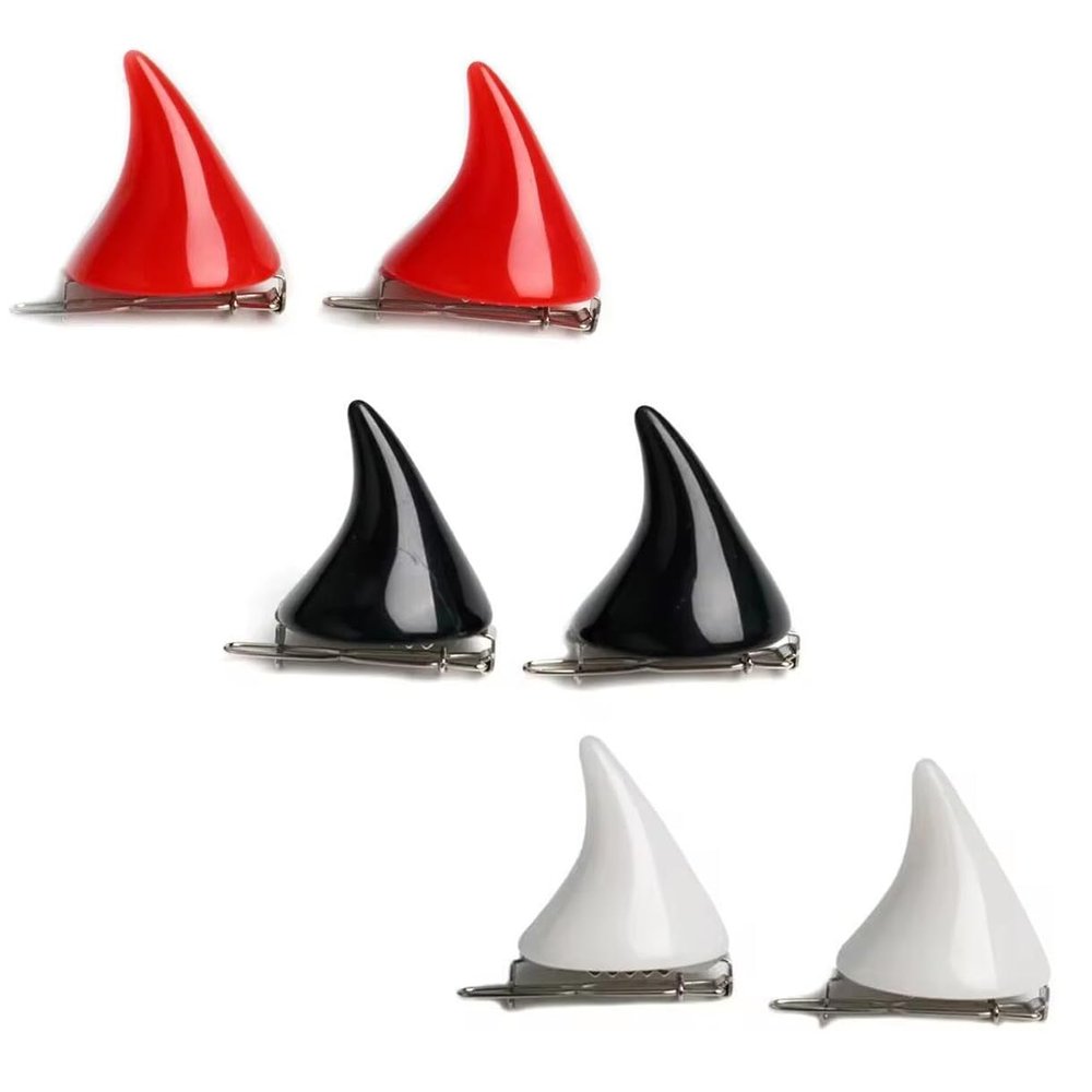 6pcs Devil Horn Hair Clips Halloween Demon Hair Clips Red White Black Small Little Clip on Horns Devil Horns Cute Devil Horn Barrettes for Halloween Cosplay Costume Party