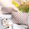 SOIDRAM 2 Pcs Checkered Makeup Bag Large Cosmetic Bag Toiletry Bag Makeup Pouch Travel Bag Organizer Cute Makeup Brushes Aesthetic Accessories Storage Bag for Women Purple view 2