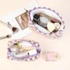 SOIDRAM 2 Pcs Checkered Makeup Bag Large Cosmetic Bag Toiletry Bag Makeup Pouch Travel Bag Organizer Cute Makeup Brushes Aesthetic Accessories Storage Bag for Women Purple view 4