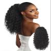 Isaic Ponytail Extension 16 Inch Long Wavy Curly Ponytails Drawstring Ponytail for Black Women Black Pony Tails Hair Extensions Synthetic Hairpiece for Daily Use view 1