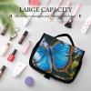 VFKLT Hanging Toiletry Bag Blue Butterfly Travel Makeup Bag Organizer Waterproof Cosmetic Bag for Women Men view 4