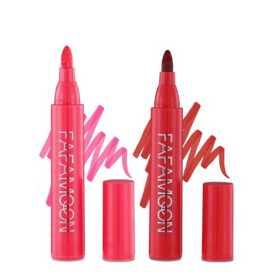 Aaiffey 2 Color Lip Stain Tip Marker Set,Hydrating & Long Lasting Lip Liner Stain Waterproof Smudgeproof Lip Tint Matte Lip Maker with Easy Drawing Tip (Rose + Peach)