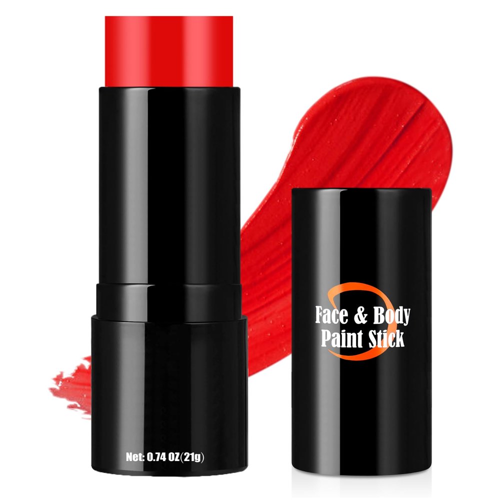 Drawdart Red Face Paint Stick, Portable Eye Black Stick for Sports, Full-coverage Cream Face Paint for Halloween SFX Makeup Cosplay Joker Costume Parties
