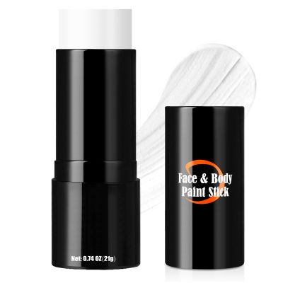 Drawdart Clown White Face Paint Stick, Portable Eye Black Stick for Sports, Full-coverage Cream Face Paint for Halloween SFX Makeup Cosplay Joker Costume Parties, Cream Grease Sticks