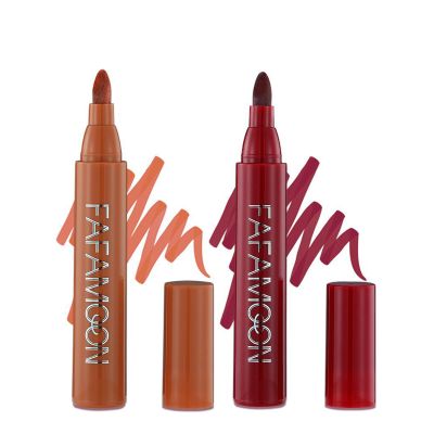 Aaiffey 2 Color Lip Stain Tip Marker Set,Hydrating & Long Lasting Lip Liner Stain Waterproof Smudgeproof Lip Tint Matte Lip Maker with Easy Drawing Tip (Pumpkin + Cherry)