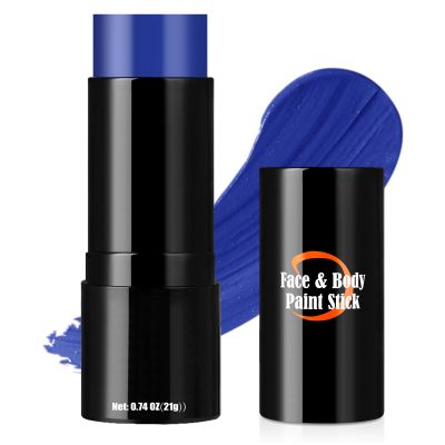 Drawdart Blue Face Paint Stick, Portable Eye Black Stick for Sports, Full-coverage Cream Face Paint for Halloween SFX Makeup Cosplay Joker Costume Parties, Cream Grease Sticks