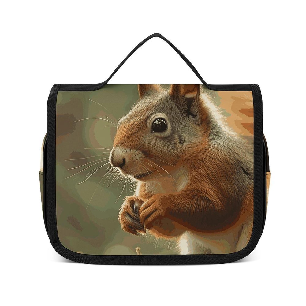 VFKLT Hanging Toiletry Bag Wildlife Forest Squirrel Travel Makeup Bag Organizer Waterproof Cosmetic Bag for Women Men