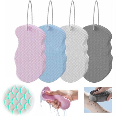 4Pcs Bath Sponge,Super Soft Exfoliating Skin Scrubber Sponge,Korean 3D Skin Sponge,Reusable Super Peeler Sponge for Body,Remove Calluses and Dead Skin in Seconds