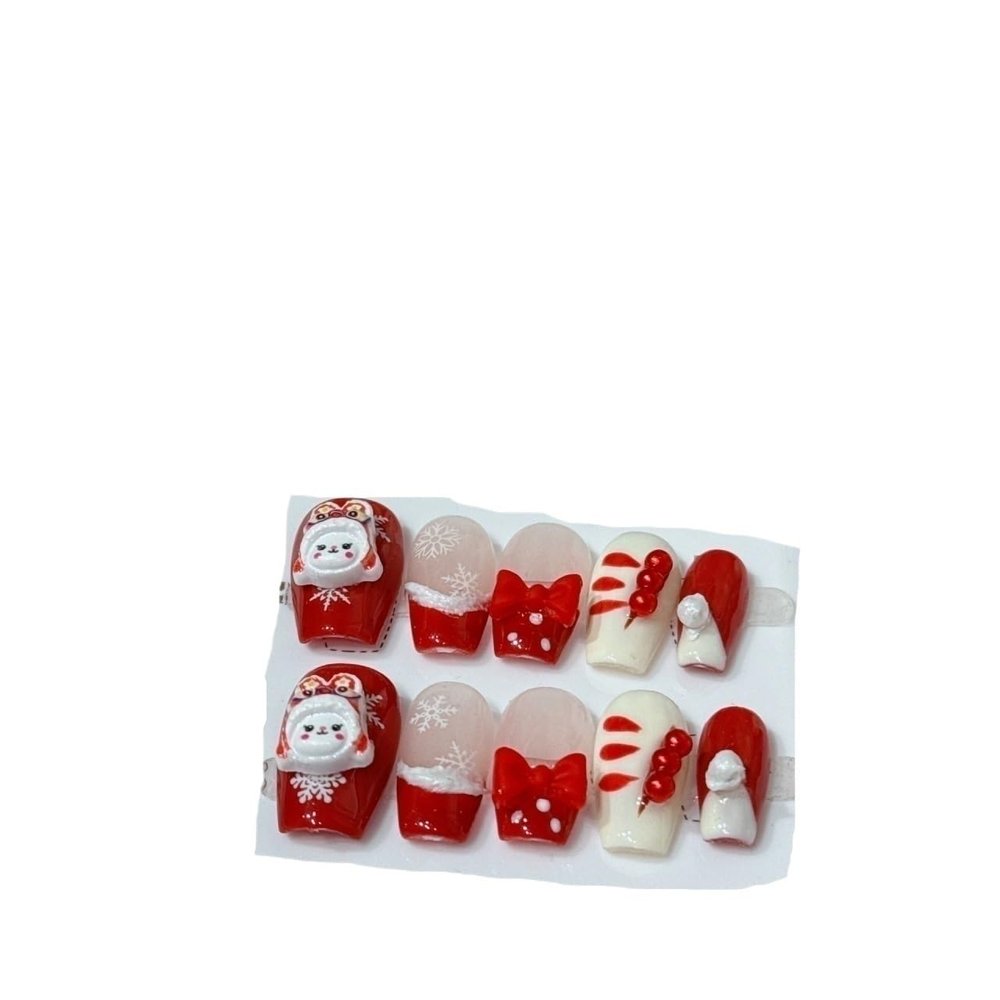 Handmade New Year Snowflake Bow Nail Art Patch(L)