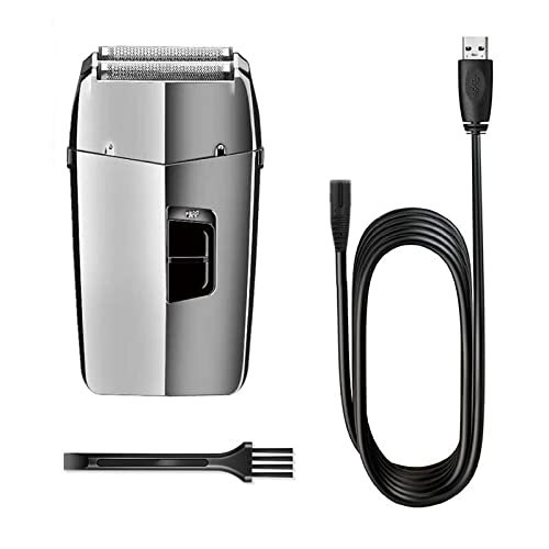 BJFSEAFN Waterproof Powerful Rechargeable Electric Shaver for Men Beard Hair Electric Razor Bald Shaving Machine and Finishing Fade(Silver)