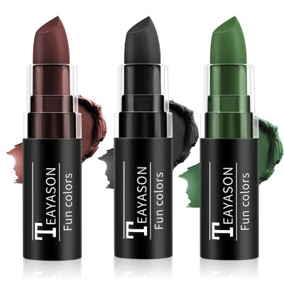 FIVEFULU Black Brown Green Face Paint Halloween Makeup Kit, Matte Lipstick Set Football Baseball Eye Black Stick, Body Paint Face Makeup for Halloween Witch Deer Werewolf Face Camo Hunting