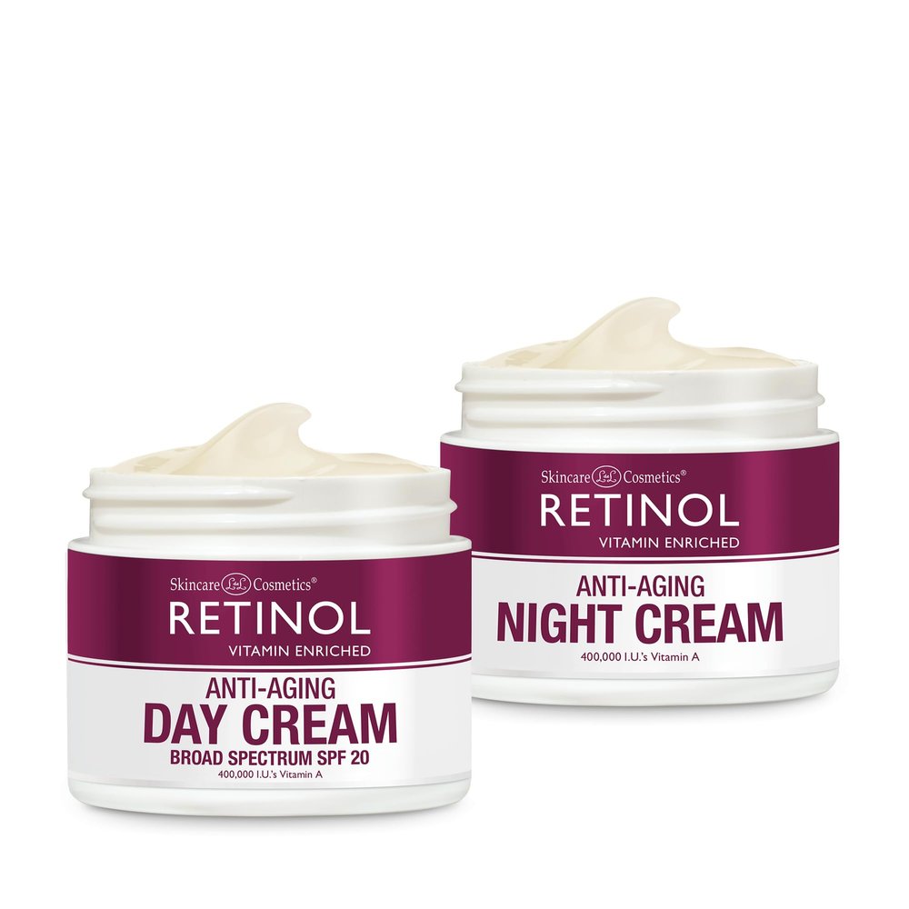 Retinol Anti-Aging Day Cream Broad Spectrum SPF 20 Moisturizes & Reduces Look of Fine Lines Night Cream Works While You Sleep to Restore and Reduce Fine Lines and Wrinkles