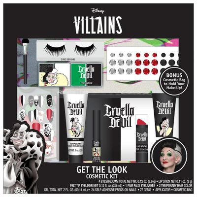 Disney Get The Look Cosmetic Kit Cosplay Halloween Costume Makeup Choose Cruella, Ariel. Jack Skellington (Cruella)