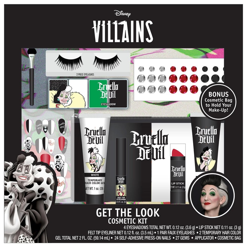 Disney Get The Look Cosmetic Kit Cosplay Halloween Costume Makeup Choose Cruella, Ariel. Jack Skellington (Cruella)