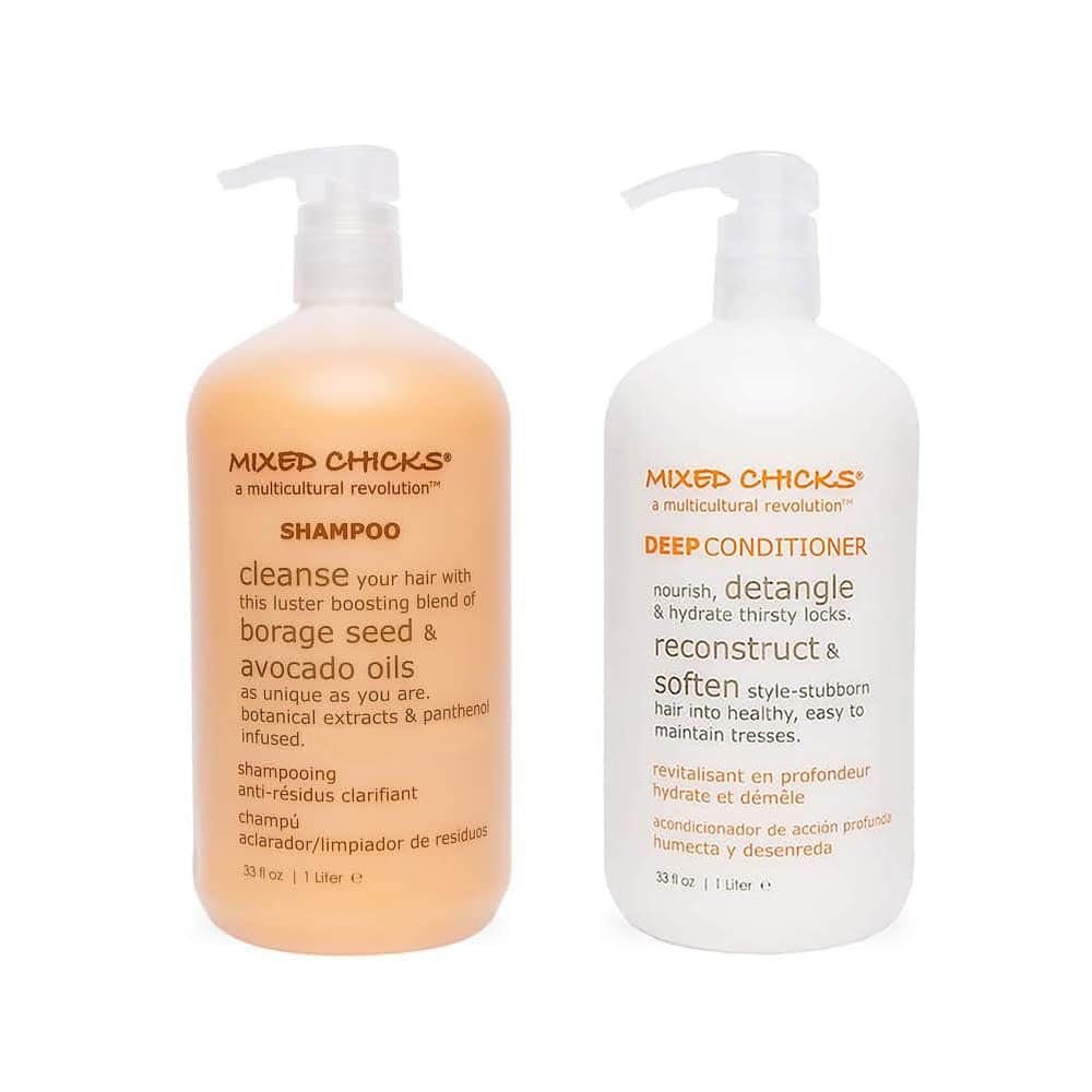 Mixed Chicks Gentle Clarifying Shampoo Detangling Deep Conditioner, 33 fl. oz Each