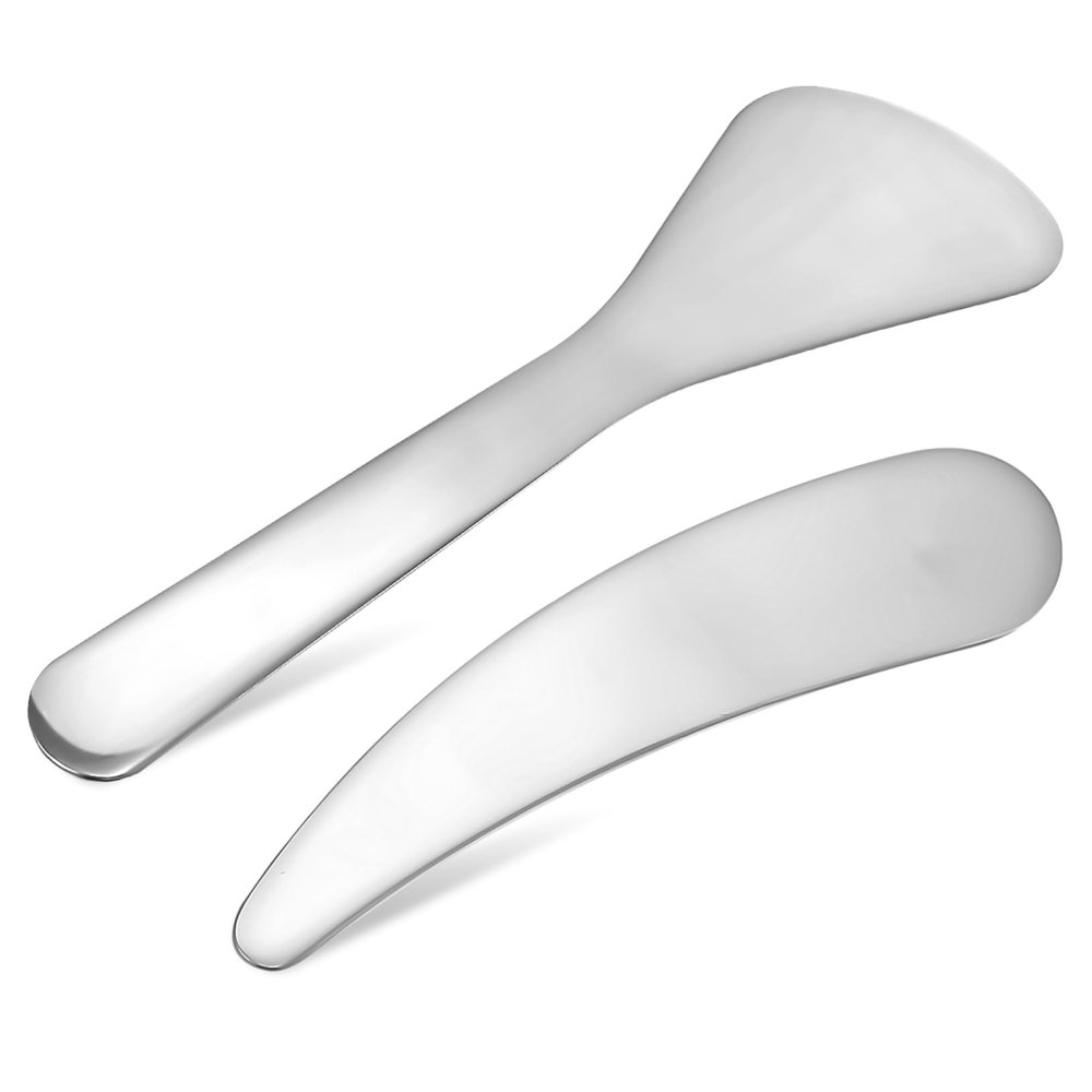 BEBEMOKO 2pcs Beauty Tools Stainless Steel Makeup Spatula Skincare Lotion Scoop Portable Beauty Spatula for Face