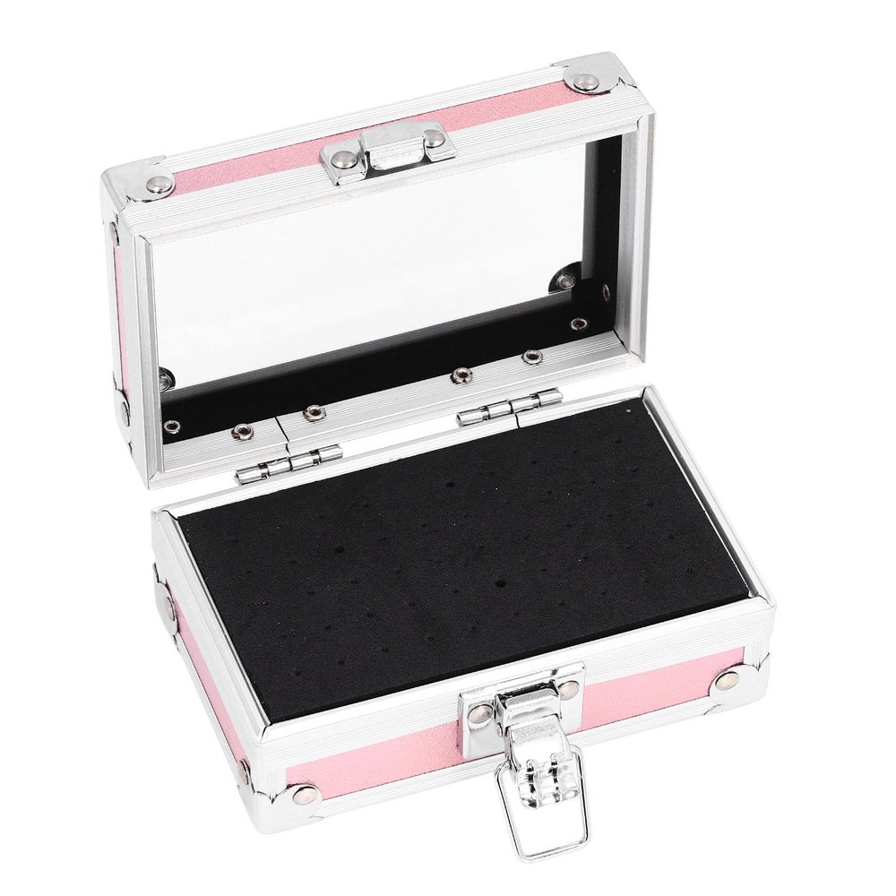 1PCS Nail Drill Bits Holder, 50 Holes Drills Dustproof Stand Displayer, Resistant Multi Hole Storage Box, for Manicurist, Nail Care, Nail Removal 4 colors (Dazzling Pink)
