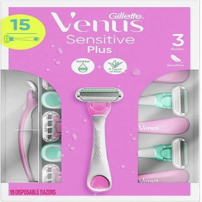 Gillette Venus Sensitive Plus Disposable Razor, 15 Count