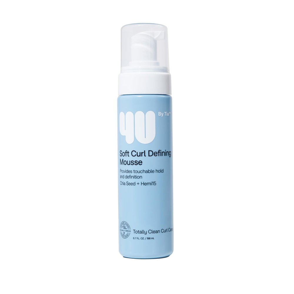 4U by Tia Soft Curl Defining Mousse - 3A-4C Hair Foam Formulated with Chia Seed and Hemi15 to deliver soft, frizz-free, volumized curls with all-day shine and hold (6.7 FL OZ)
