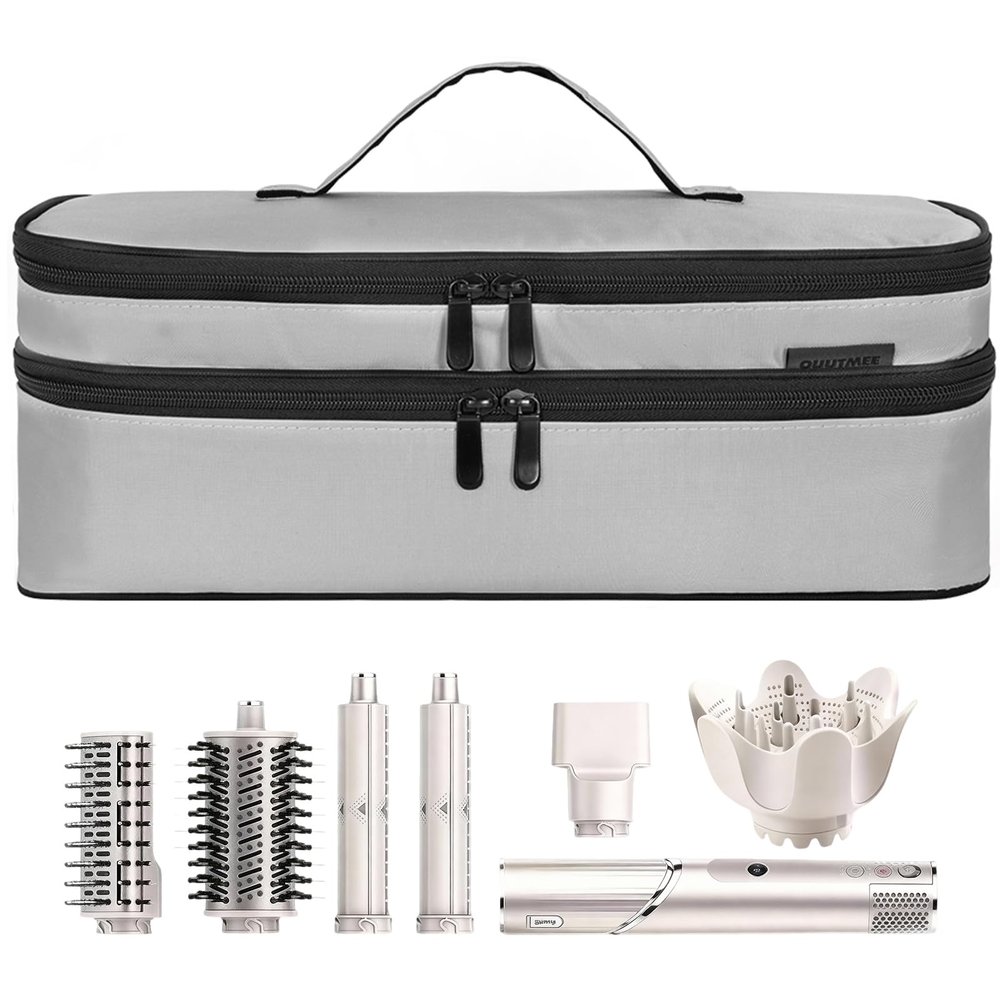 OUUTMEE Double Layer Travel Carrying Case Compatible with Shark Flexstyle, Storage Case for Revlon One-Step Hair Dryer and Volumizer Hot Air Brush Portable Organizer Bag for Dyson Airwrap Styler