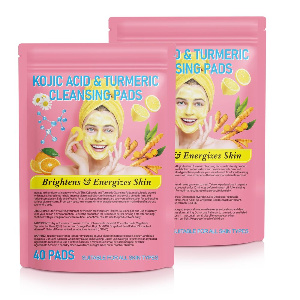2 Pack Turmeric Cleansing Pads, Turmeric Exfoliating Pads for Face