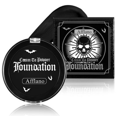 Black Face Body Paint Cream to Powder Foundation Makeup, Gothic Black Facepaint Halloween Makeup for Kids & Adults, Pro Body Paint for Cosplay, SFX, Emo, Clown, Zombie, Vampire, Theater, Film,Skeleton