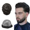 WigVivid Toupee For Men Full Durable PU Replacement System for man hairpieces Thin Skin Mens Toupee Transparent PU Natural Wavy Men Hair pieces 8x10#1 Jet Black-110% density view 1