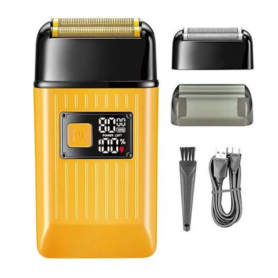 BJFSEAFN Rechargeable Hair Shaver for Men Powerful Electric Shaver Beard Electric Razor Bald Head Shaving Machine with Extra Mesh(Yellow)