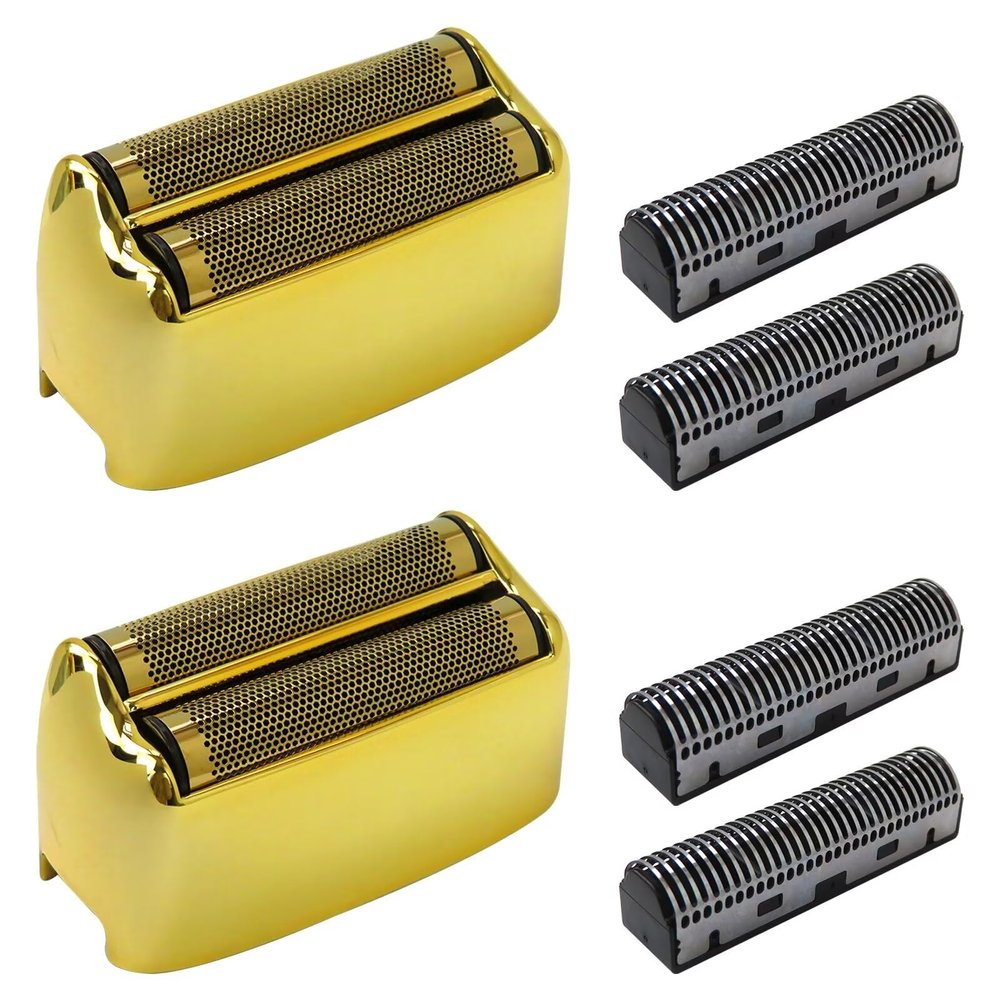 SUNJCO New 2-pack Replacement Foil and Cutters for Ba-Byliss PRO Double Foil Shaver, Replacement Foil for Ba-Byliss PRO FXFS2 Shaver, (Gold)