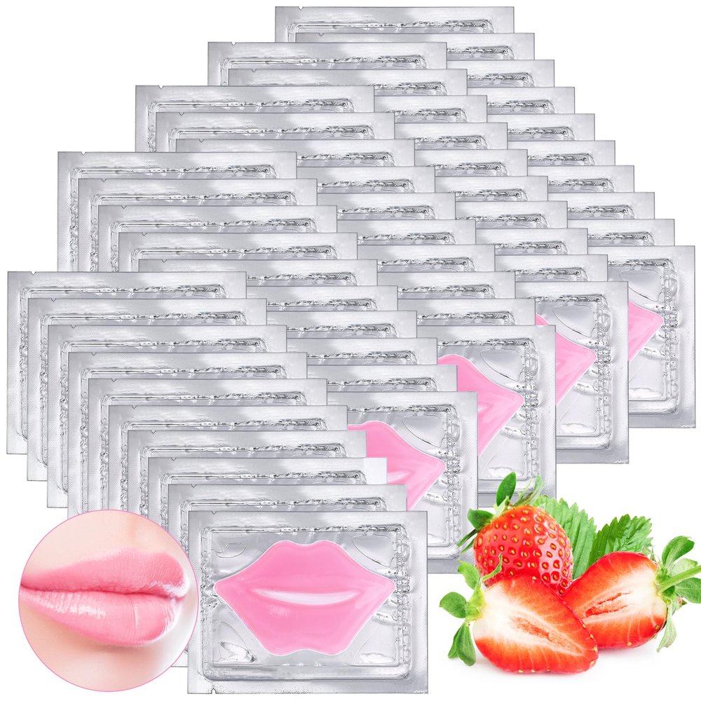 Extrapins 50PCS Collagen Crystal Lip Masks,Lip Mask Sheet,Anti-Aging & Anti-Wrinkle,Lip Gel Patches Pads for Dry Lip,Remove Dead Skin,Plump Your Lips(Pink)