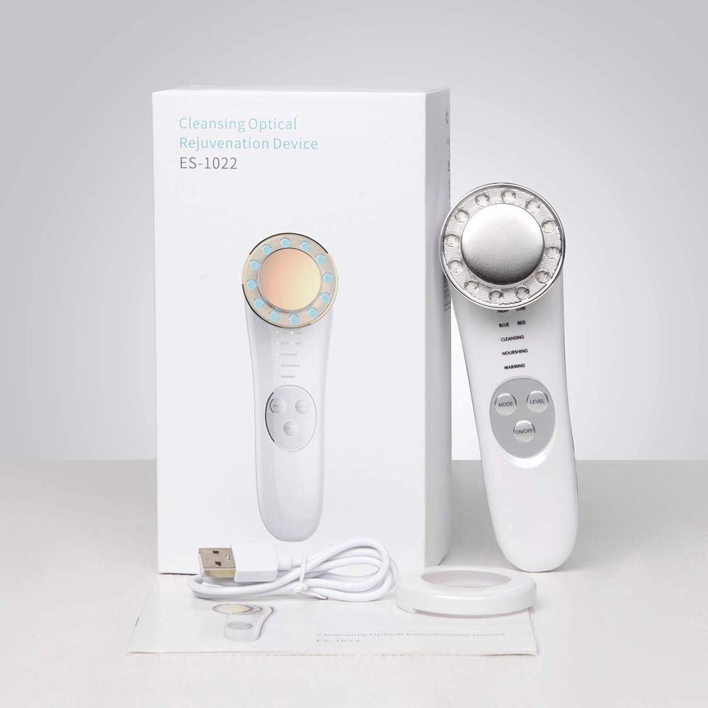 5-in-1 Skin Tightening Face Machine Microcurrent Facial Device, White