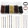 480 Pcs Bobby Pins Hair Pins Kit, U Shaped Hair Pins for Buns, Hair Pins for Women, Hair Rubber Bands with Box, 2/2.36/2.76inch Black Bobby Pins Brown Hair Blonde Hair Pins for Styling view 1