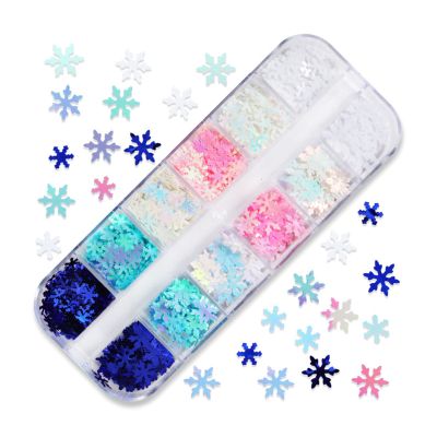 YUEHUINIAO Holographic Christmas Snowflake Nail Sequins,Colorful Nail Glitter Flakes Glitter Confetti for Nail Decor