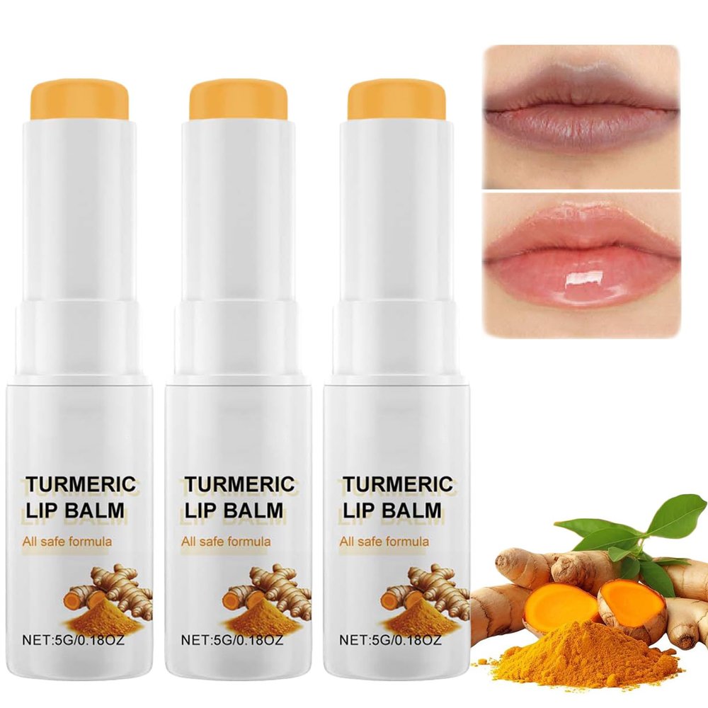 Lip Lightening for Dark Lips, Turmeric Lip Balm, Moisturizing Lip Care for Dry Lips, Lip Exfoliator Scrub for Lip Softening & Hydration (3PC)
