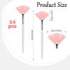 14 Pieces Face Mask Brush Applicator Fluffy Fan Makeup Brush Facial Brush Esthetician Makeup Brushes Acid Applicator Soft Esthetician Brush Fan Brushes for Facial Women Mud Cream Clay Mask Makeup Tool view 2