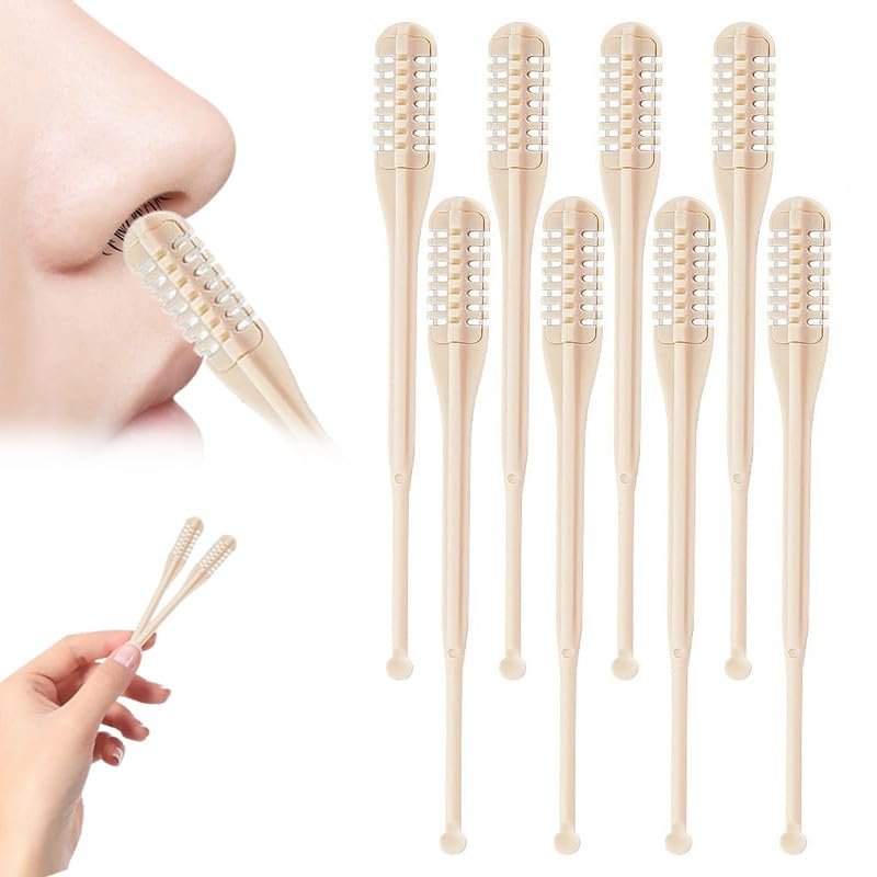 2-in-1 Nasal Cutter - 360 Rotating Nose Trimmer with Ear Picker, Manual Portable Nostril Hair Remover Tool (16pcs)